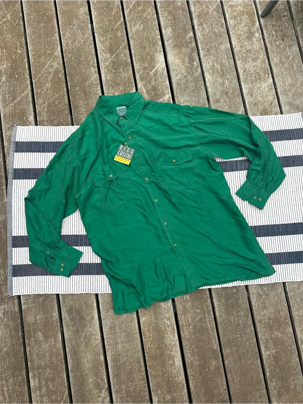 Emerald Green silk Button-Up Shirt